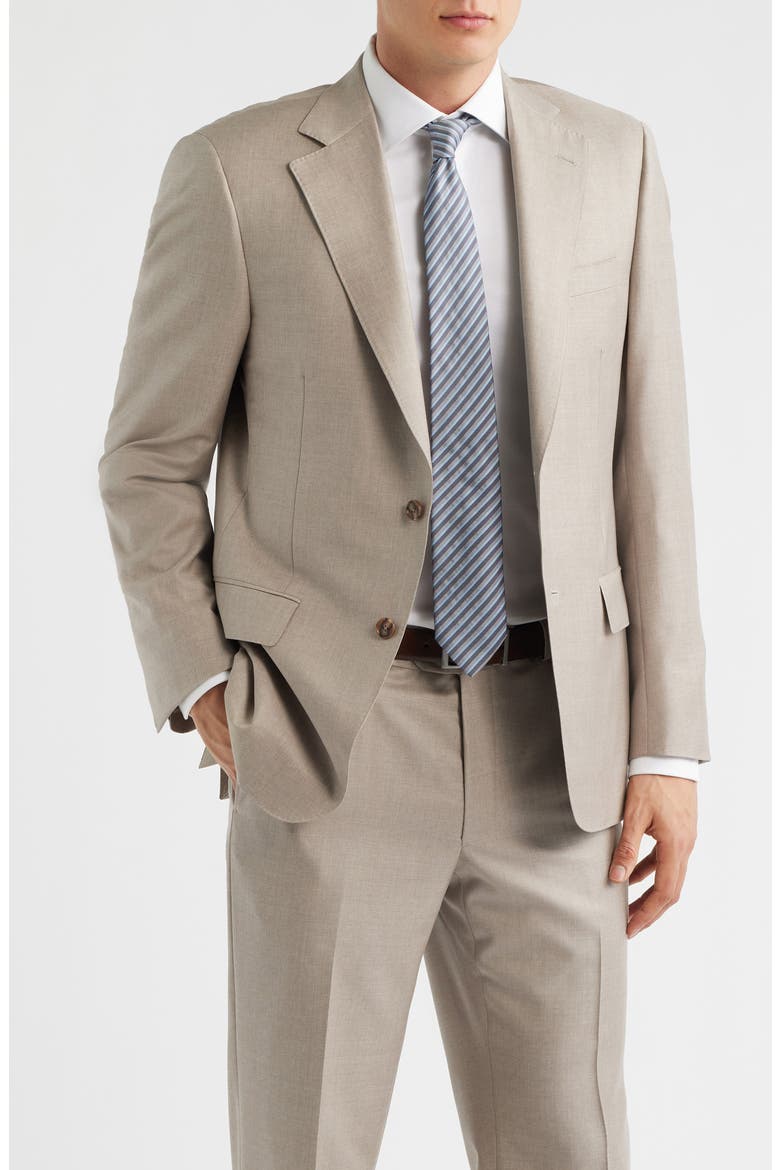 Tan Wool & Cashmere Serge Suit, Alternate, color, TAUPE