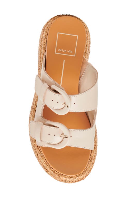 Dolce Vita Witny Buckled Platform Slide Sandals In Bone Leather