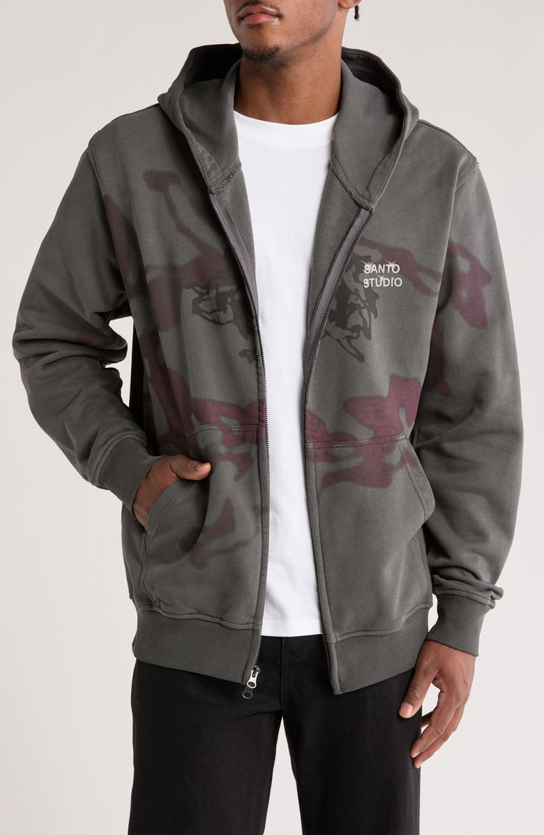 SANTO STUDIO Halo Zip Graphic Hoodie, Main, color, 