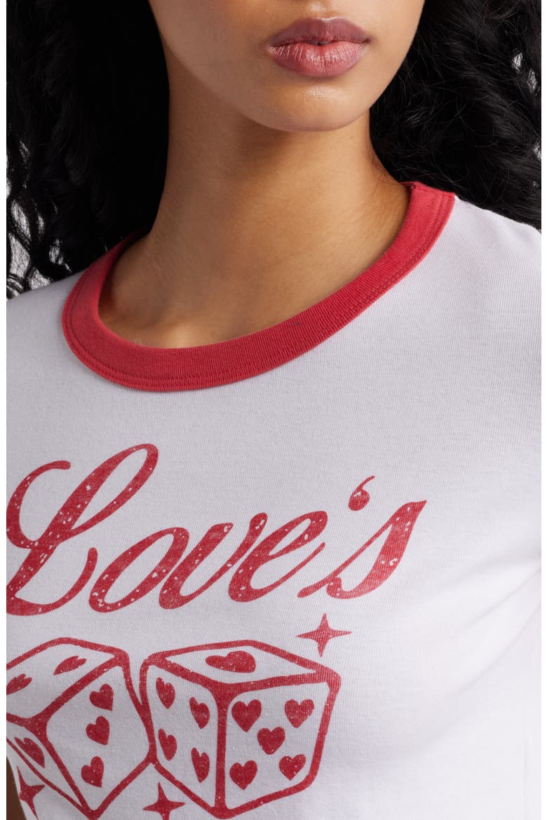 Love's a Gamble Crop Graphic T-Shirt, Alternate, color, RED/ WHITE