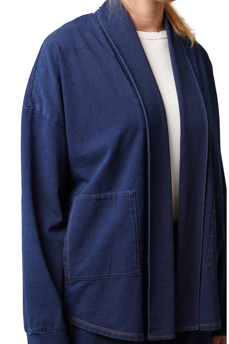 Open Front Denim Cardigan, Alternate, color, DARK WASH