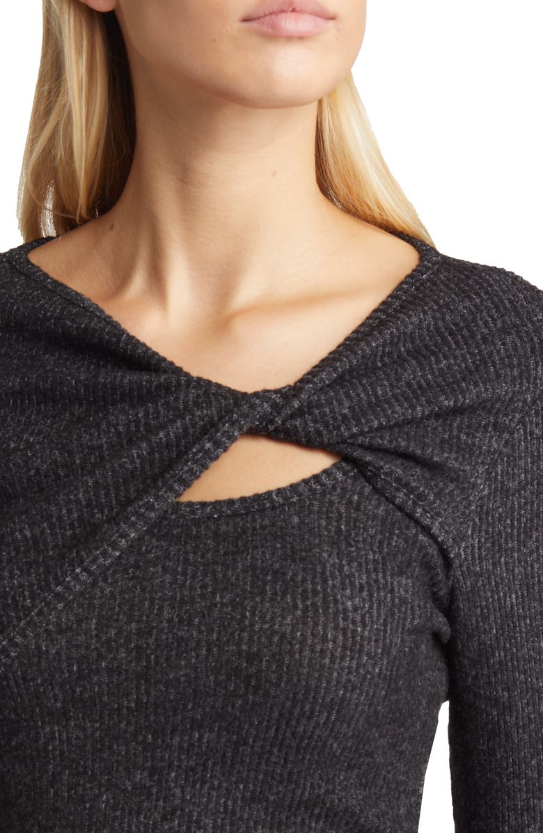 Loveappella Twist Neck Long Sleeve Top, Alternate, color, 