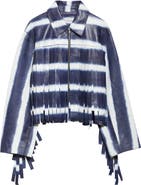 Stand Studio Charlotta Fringe Stripe Crop Leather Jacket
