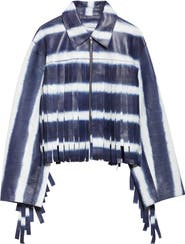 Stand Studio Charlotta Fringe Stripe Crop Leather Jacket