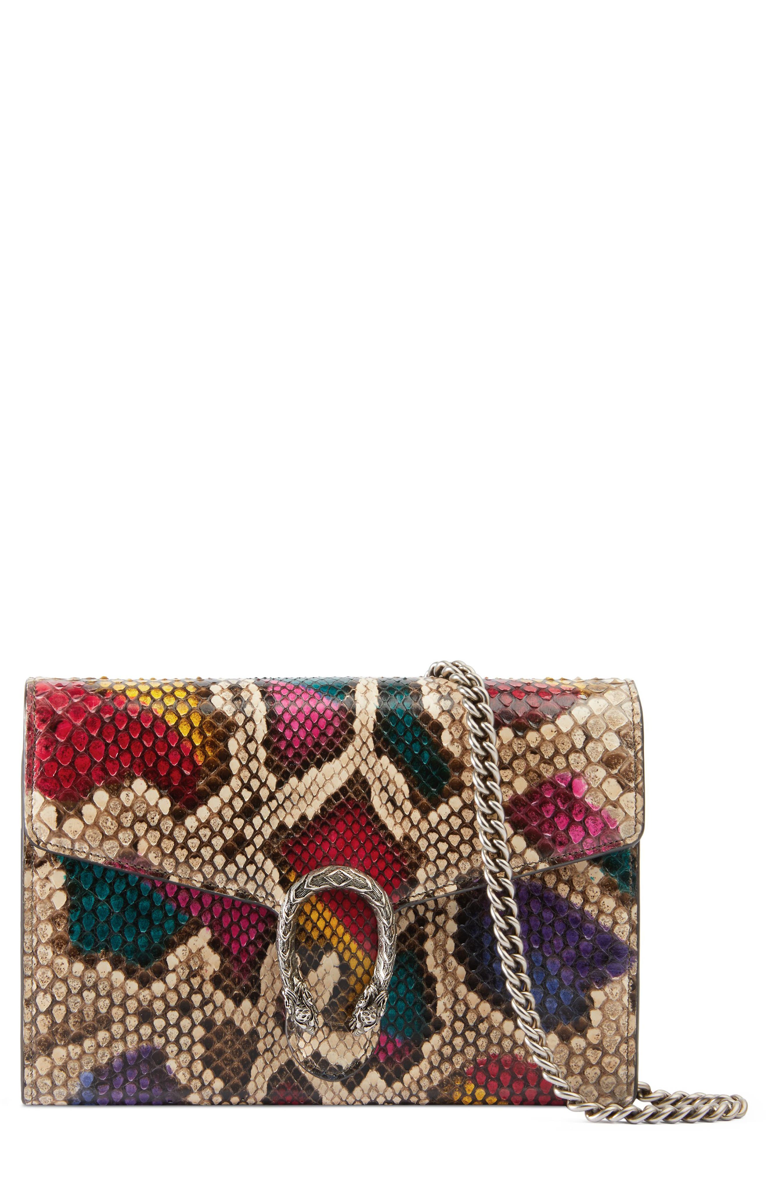 Gucci Dionysus Genuine Python Clutch, Main, color, 