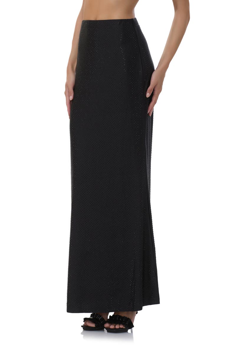 Tegan Metal Stud Jersey Maxi Skirt, Alternate, color, NOIR
