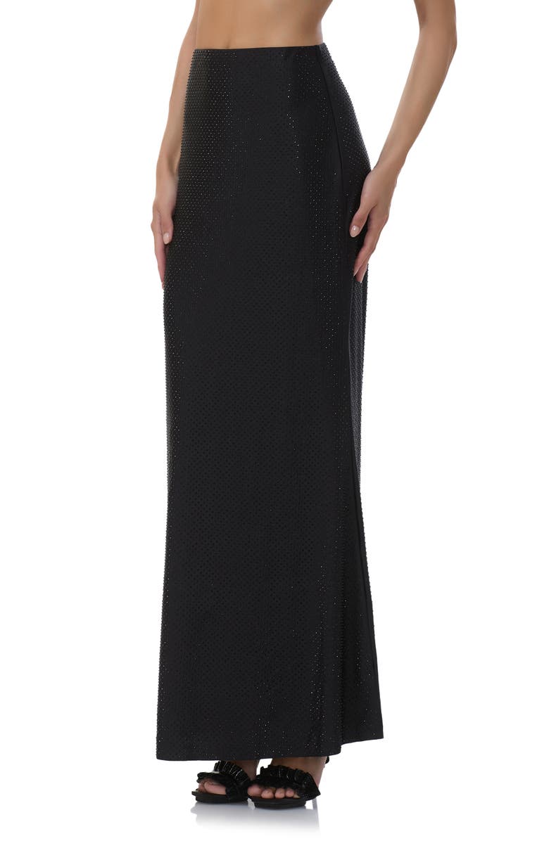 AFRM Tegan Metal Stud Jersey Maxi Skirt, Alternate, color, Noir