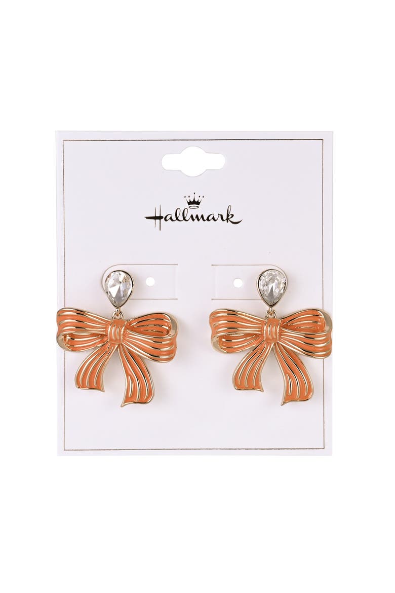 Orange Bow Earrings, Alternate, color, Orange