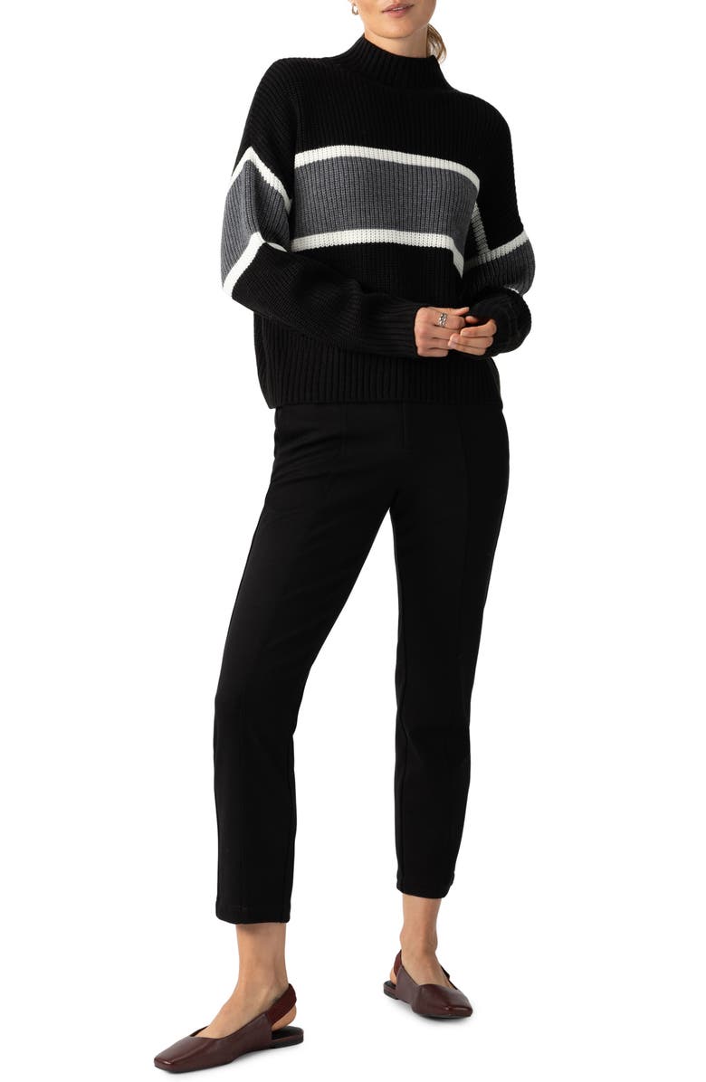 Sanctuary Mock Neck Stripe Sweater, Alternate, color, 