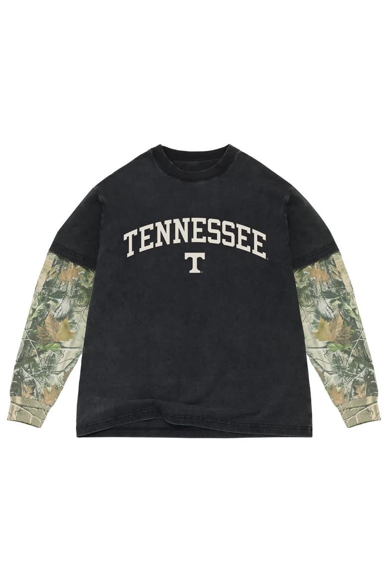 Men's Uscape Apparel  Black/Camo Tennessee Volunteers Back Bay Twofer Heavyweight Long Sleeve T-Shirt, Main, color, Black
