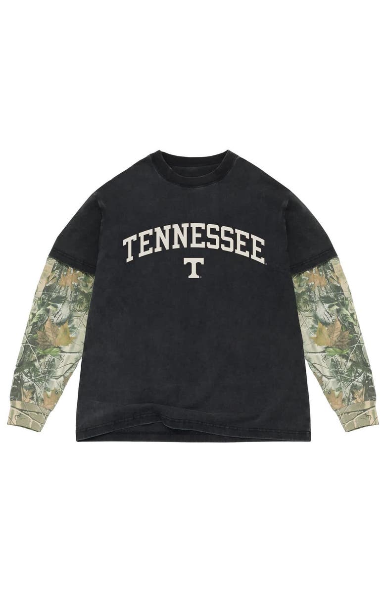 Uscape Apparel Men's Uscape Apparel  Black/Camo Tennessee Volunteers Back Bay Twofer Heavyweight Long Sleeve T-Shirt, Main, color, Black