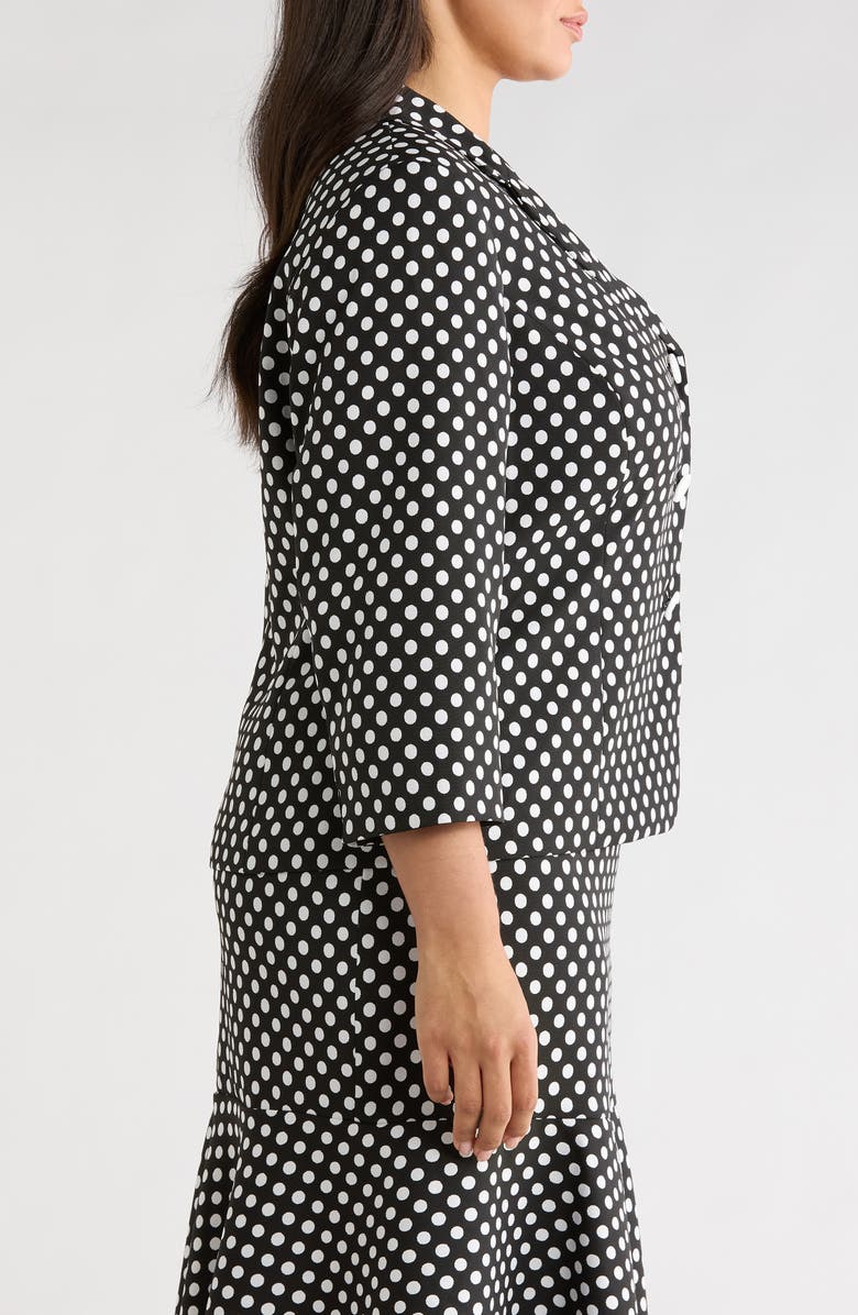 KASPER Dot Three Button Jacket, Alternate, color, Black/ Lily White
