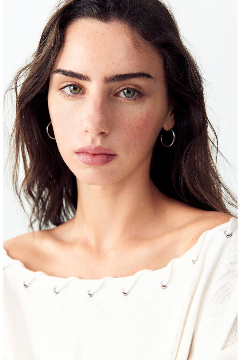 Grommet Detail Boat Neck Sweater, Alternate, color, WHITE