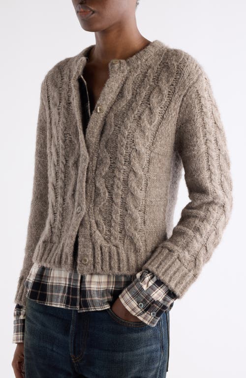 Acne Studios Yak Cotton Flannel Cardigan Beige Melange In Brown