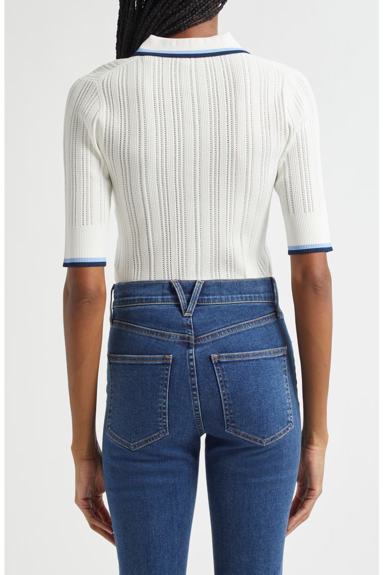 Soza Tipped Pointelle Sweater, Alternate, color, OFF-WHITE