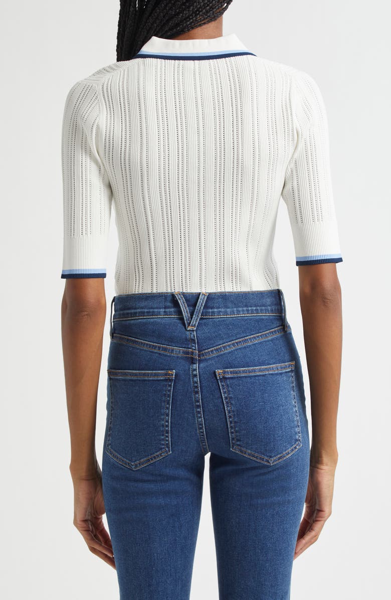 Veronica Beard Soza Tipped Pointelle Sweater, Alternate, color, Off-White