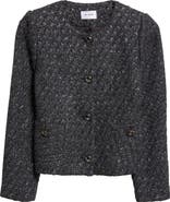 ST. JOHN Metallic Wool Blend Knit Jacket