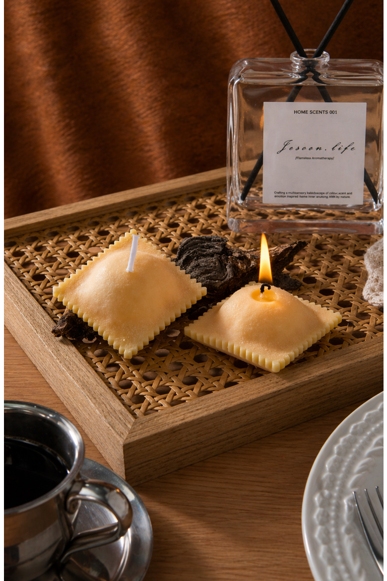 Pasta Candle, Alternate, color, Ravioli 2-Pack