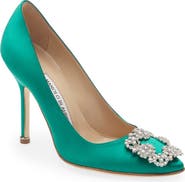 Manolo Blahnik Hangisi Crystal Buckle Pump