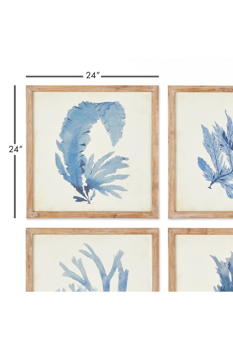 Framed Coral Watercolor Prints Set of 4, Alternate, color, Blue