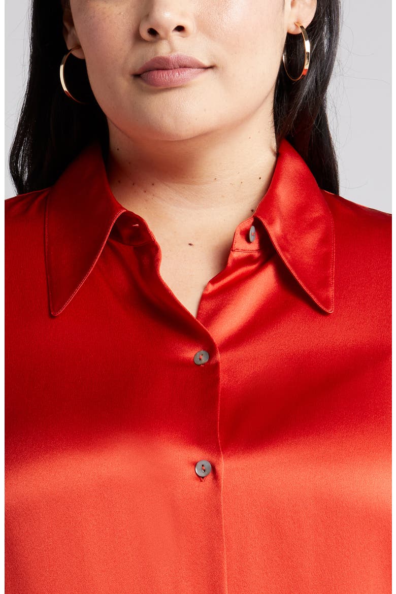 Shaped Collar Silk Blouse, Alternate, color, VERMILLION