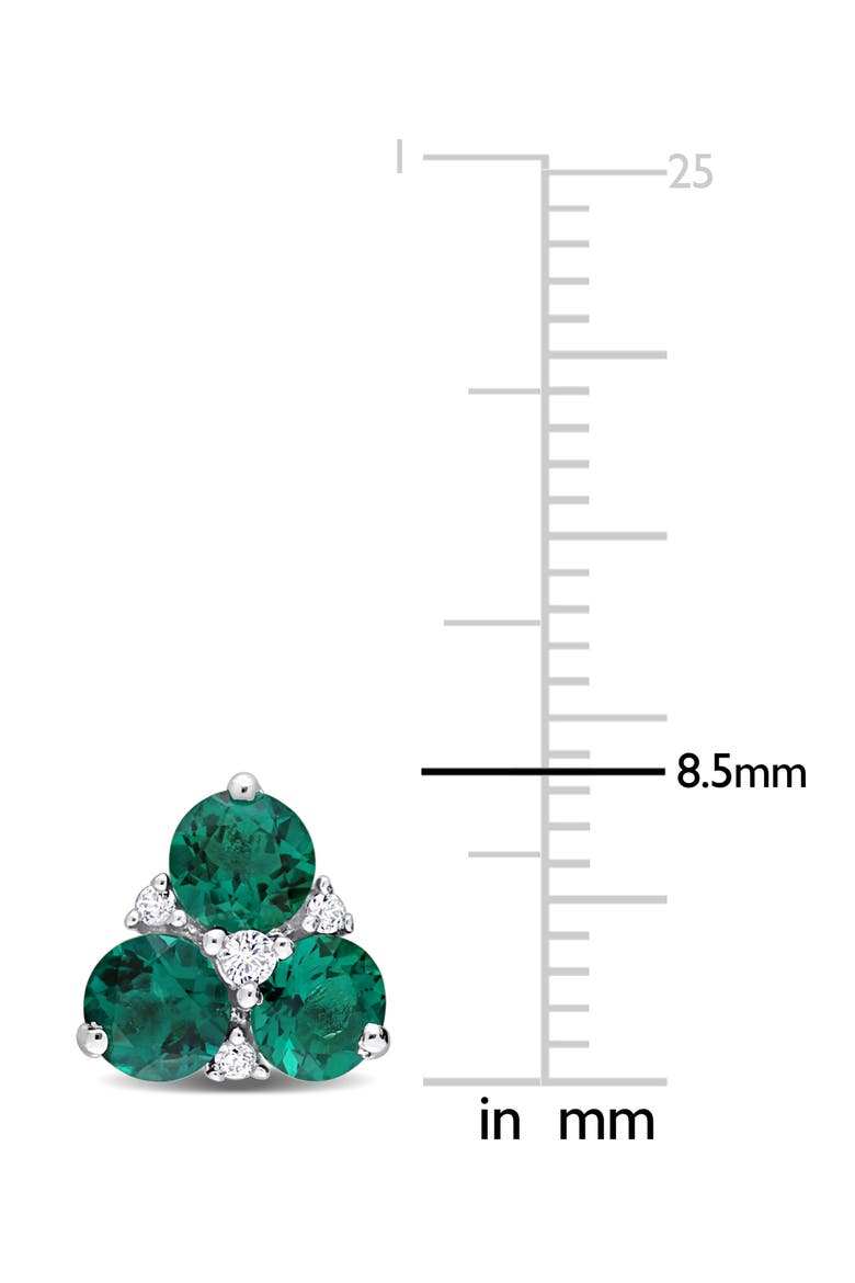 Sterling Silver Lab Created Emerald & Lab Created White Sapphire Stud Earrings, Alternate, color, GREEN
