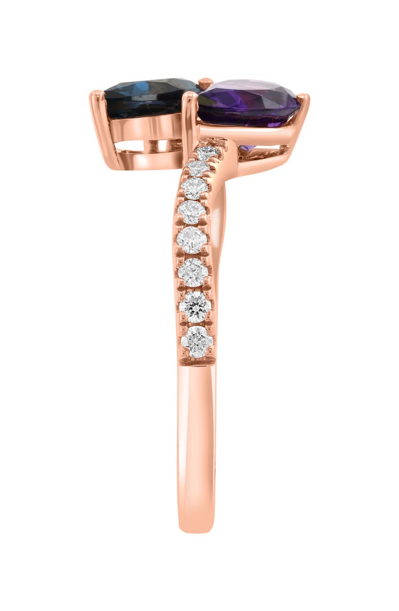 EFFY 14K Rose Gold Amethyst, London Blue Topaz & Diamond Ring, Alternate, color,