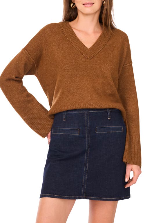 Vince Camuto High-low V-neck Sweater In Brown