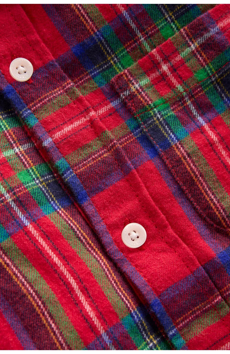 Mini Boden Kids' Plaid Cotton Flannel Button-Up Shirt, Alternate, color, Red Check