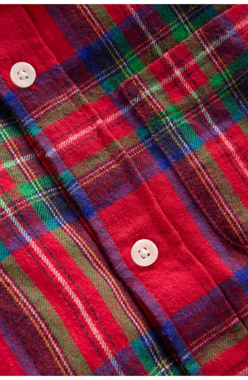 Mini Boden Kids' Plaid Cotton Flannel Button-up Shirt In Red
