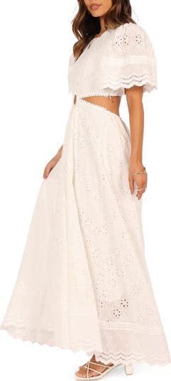Merletto Short Sleeve Cutout Eyelet Maxi Dress