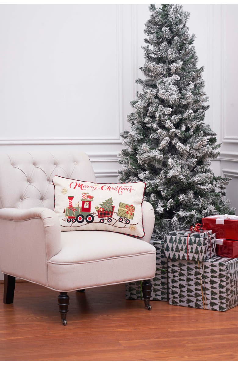 C&F Home Merry Christmas Pillow, 14" x 22", Alternate, color, Beige