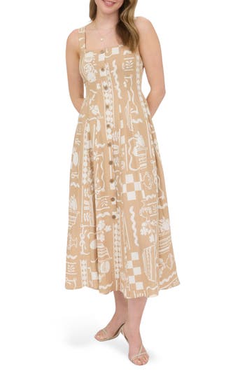 BLU PEPPER BLU PEPPER MIXED PRINT MIDI SUNDRESS 