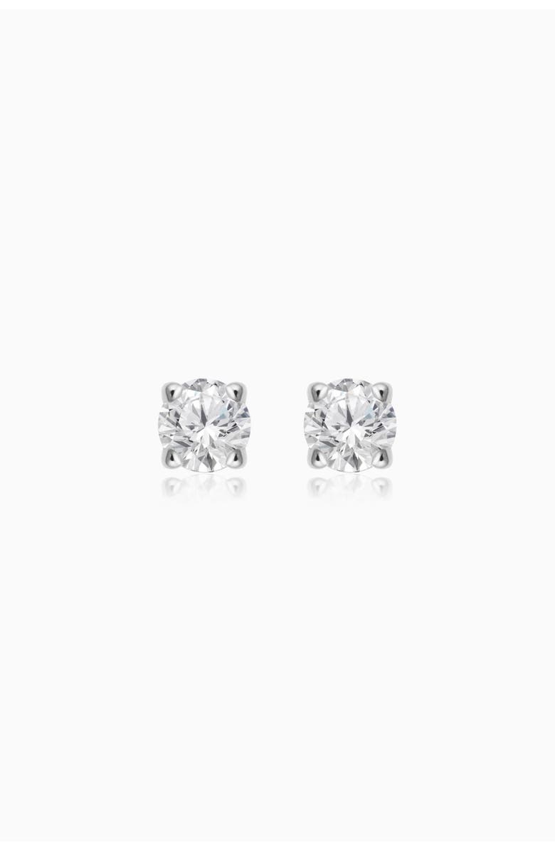 Oradina 14K Gold Shine Bright Diamond Mini Studs, Alternate, color, White Gold