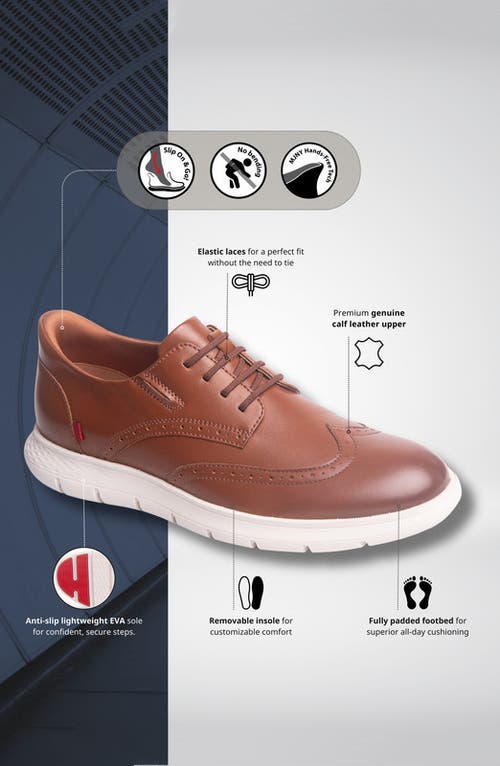 Marc Joseph New York Barnes Ave Hands Free Technology Lightweight Leather Wingtip Oxford In Brown