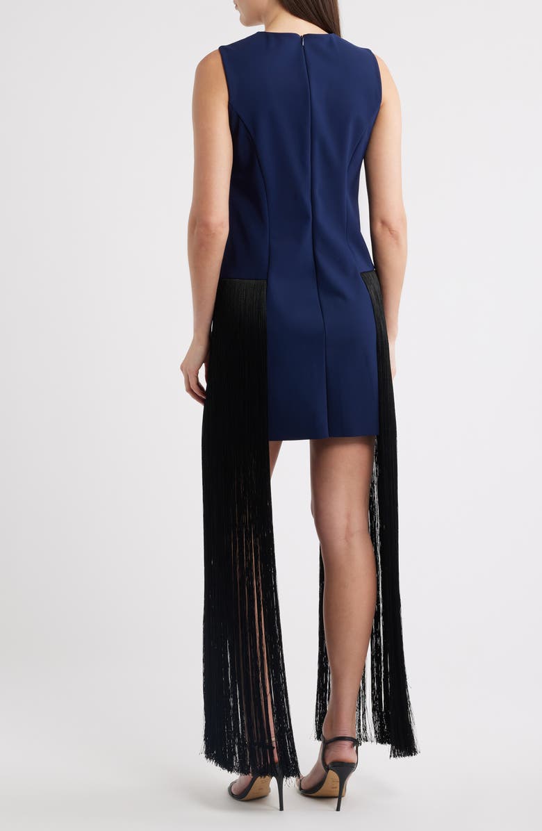 Chiara Boni La Petite Robe Salix Long Fringe Cocktail Dress, Alternate, color, Navy/Black