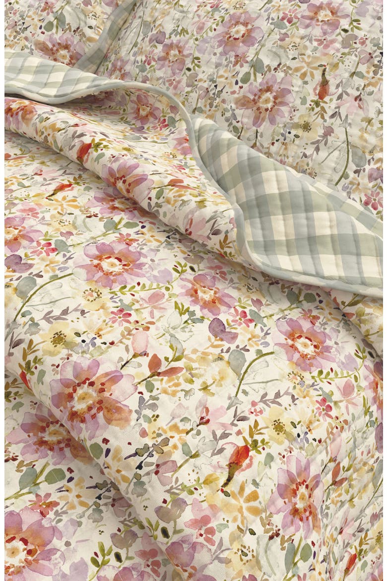 Floral Lattice Scalloped Quilt, Alternate, color, GARDEN BLOOMS