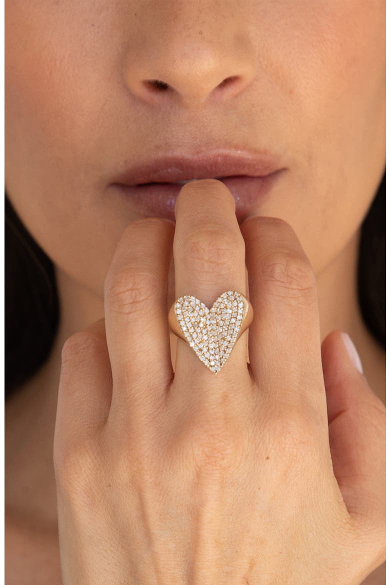 Diamond Folded Heart Ring, Alternate, color, 14kt Yellow Gold