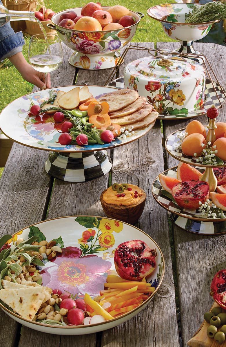 MACKENZIE CHILDS Flower Market Enameled Steel Abundant Bowl, Alternate, color, White Multi