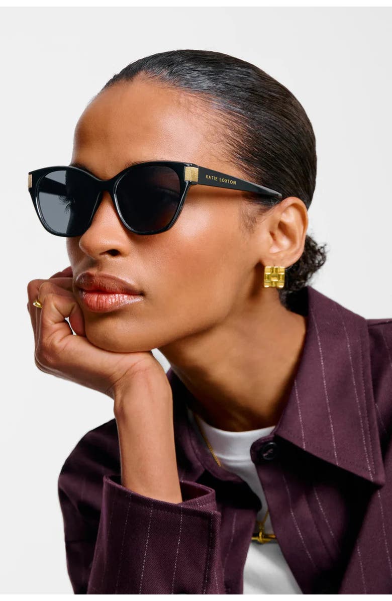 Katie Loxton Sydney Cat-Eye Sunglasses in Black, Alternate, color, Black