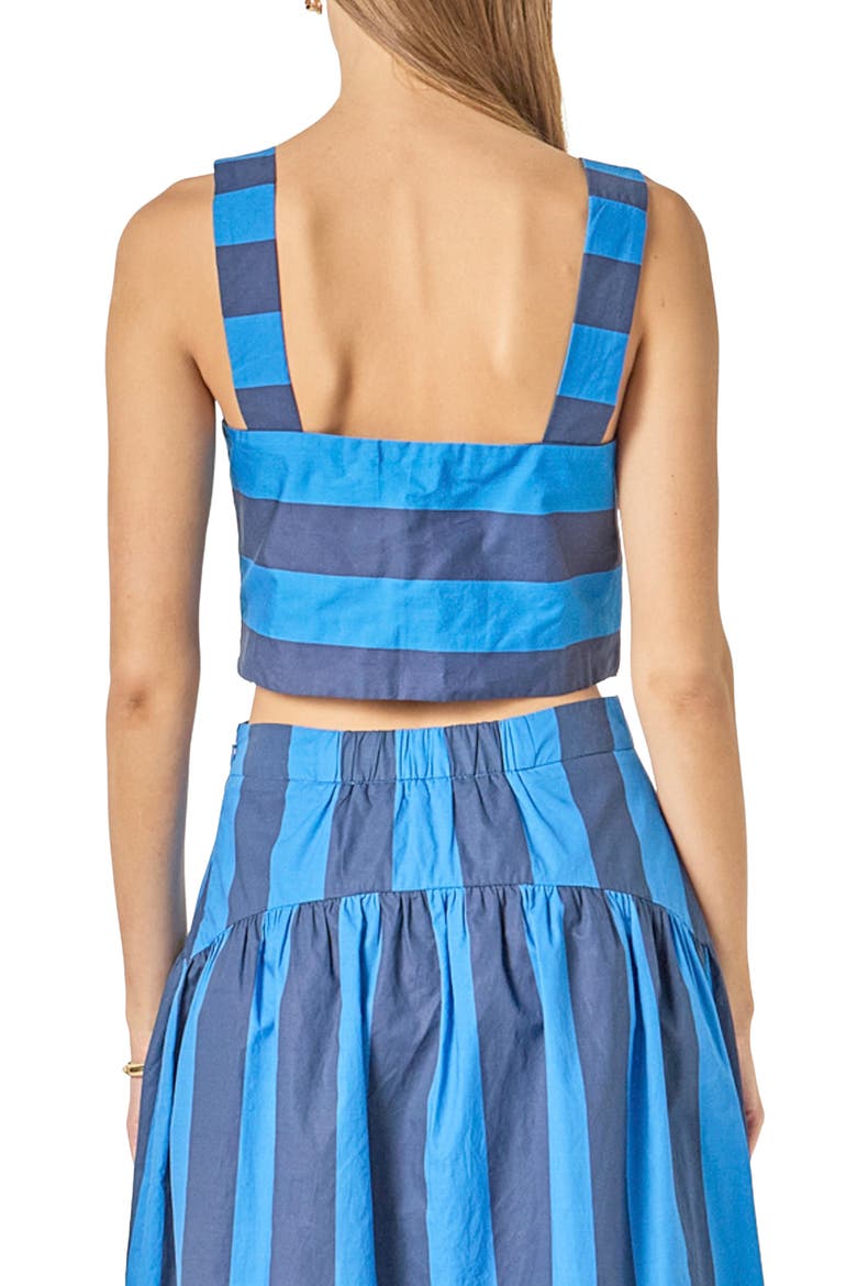Striped Cotton Crop Top, Alternate, color, CORNFLOWER/ NAVY BLUE