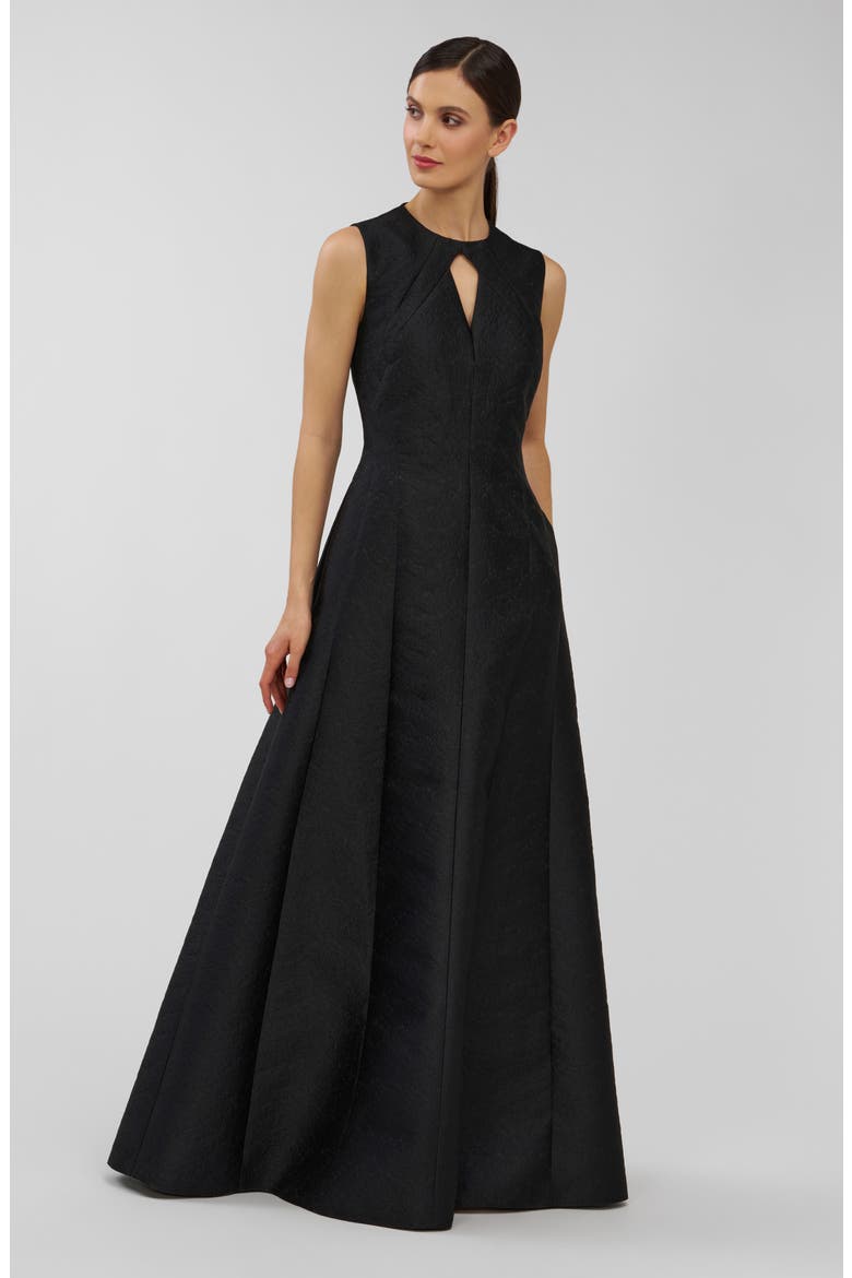 Gabriella Jacquard Gown, Alternate, color, BLACK