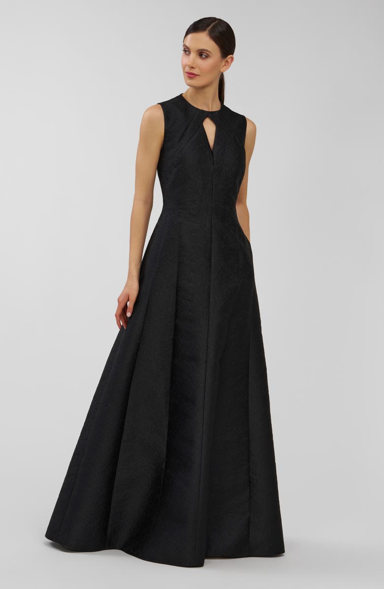 Kay Unger Gabriella Jacquard Gown, Alternate, color, Black
