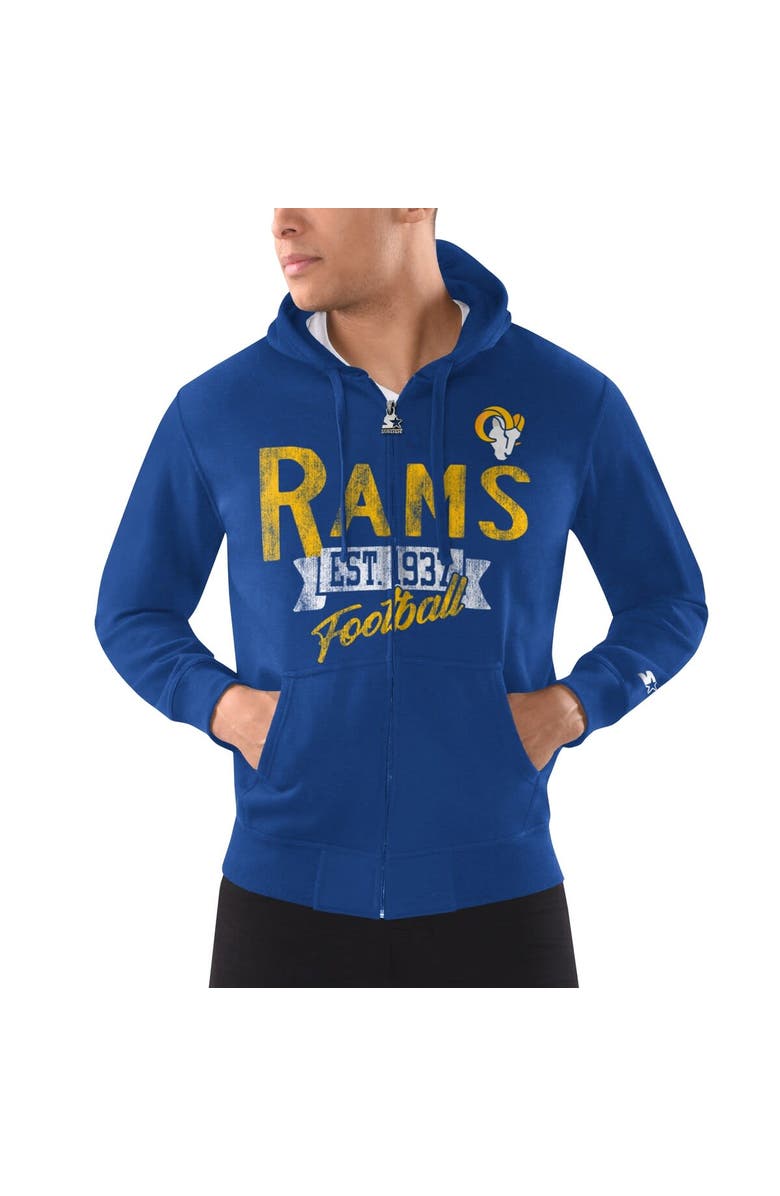 STARTER Men's Starter Royal Los Angeles Rams Domestic Post Season Full-Zip Hoodie, Alternate, color, Royal