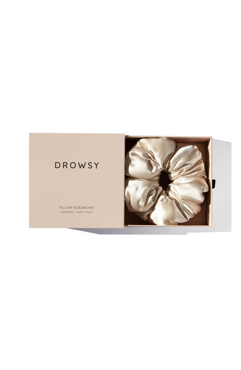 Drowsy Sleep Co. Silk Padded Scrunchie, Alternate, color, Dusty Gold