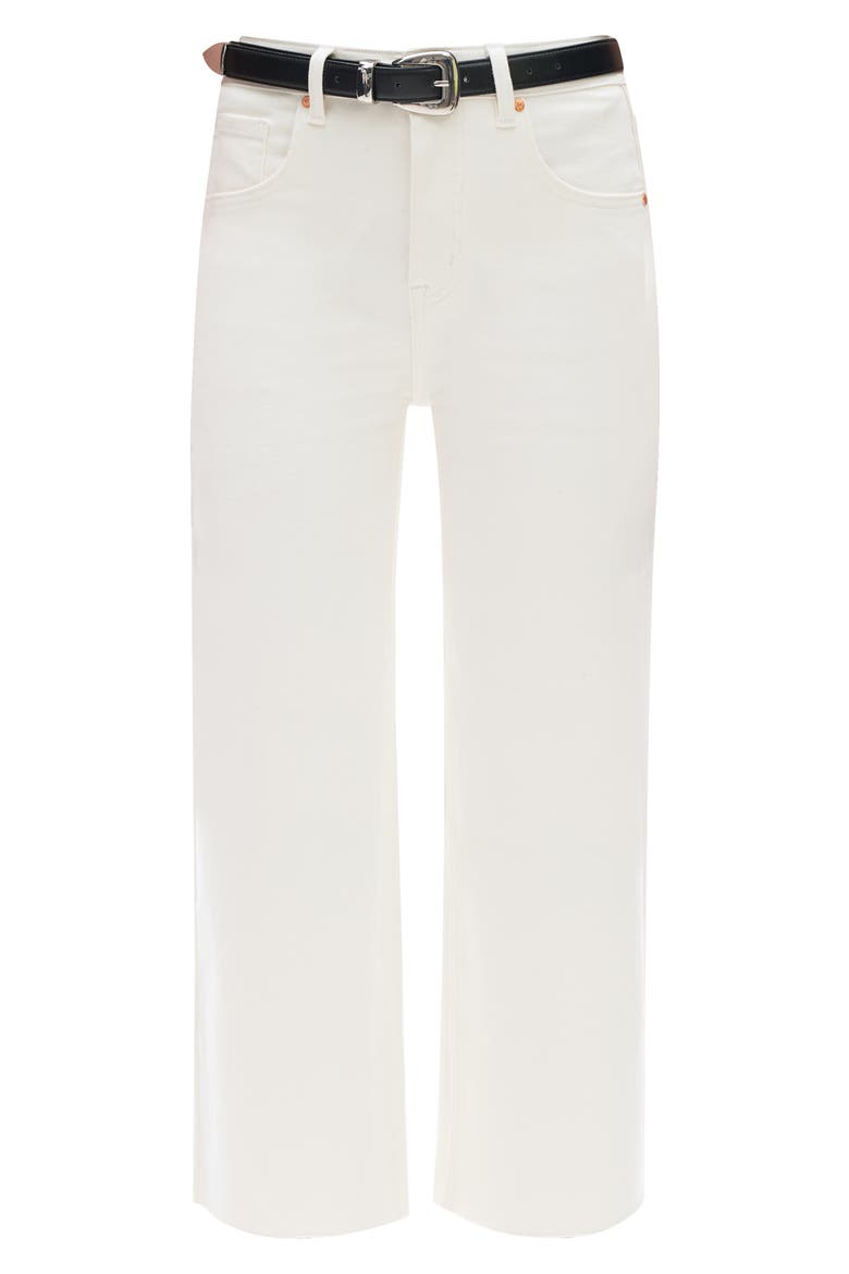 High Waist Raw Hem Wide Leg Jeans, Alternate, color, WHITE