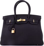 Pre-Owned Hermes Birkin Handbag Black Togo with Rose Gold Hardware 30