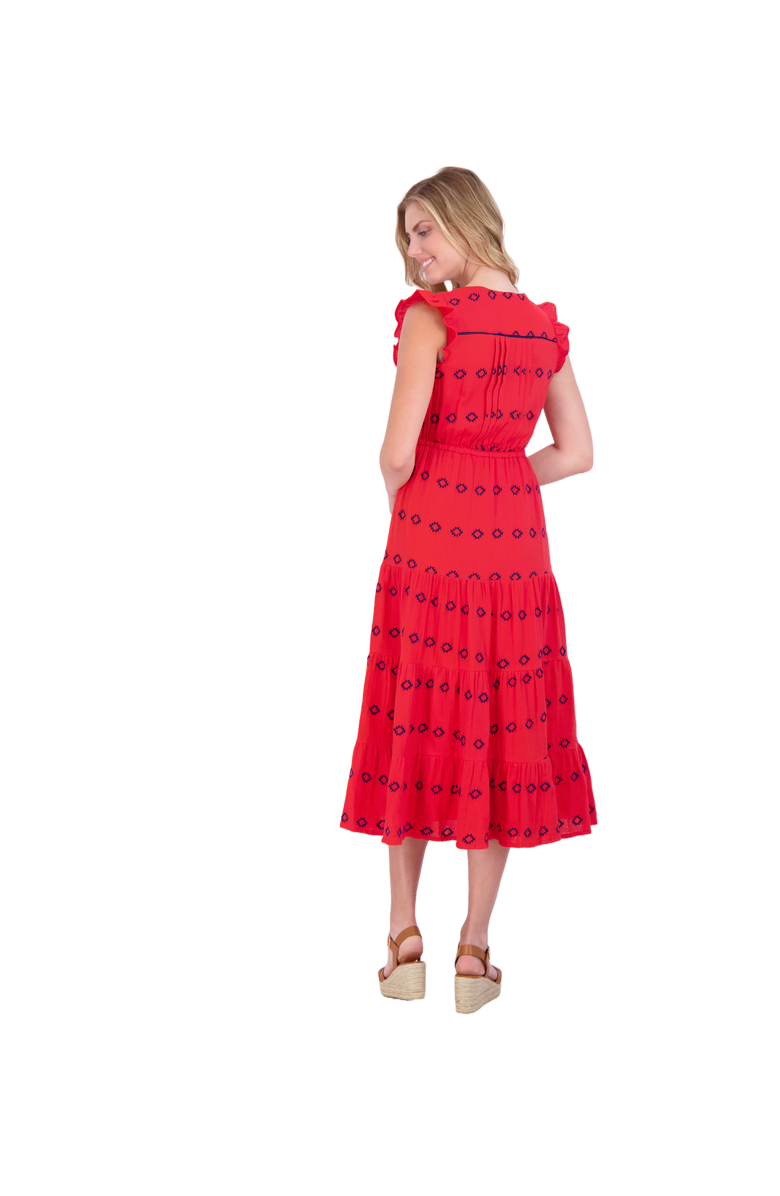 Mer St. Barth Giselle Maxi Dress, Alternate, color, Red Embroidery
