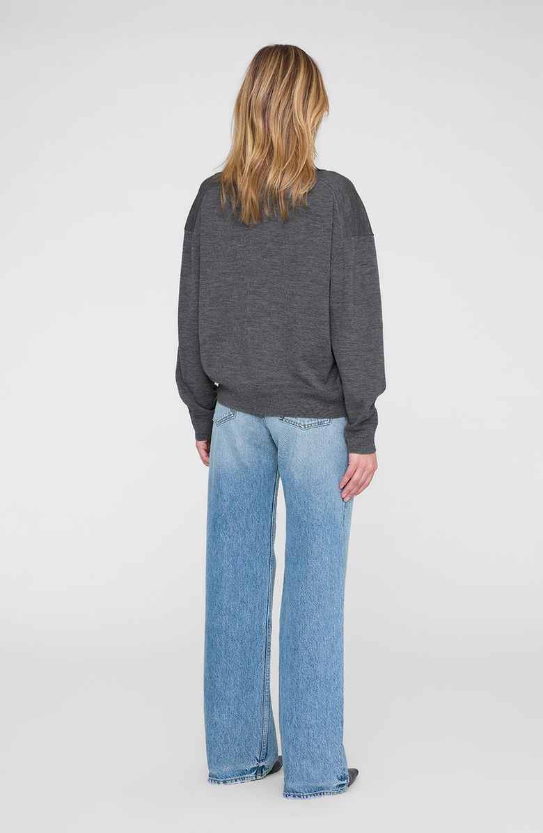 ANINE BING Lee Polo Sweater, Alternate, color, Medium Heather Grey