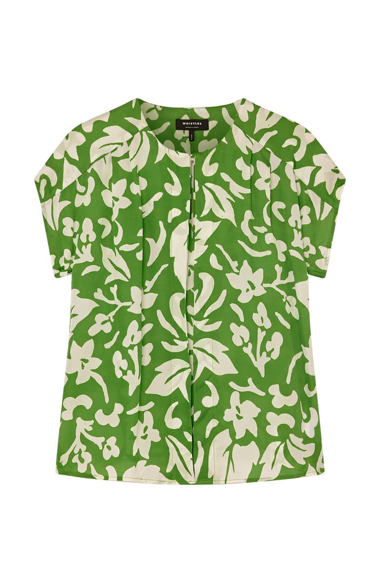 Whistles Floral Keyhole Blouse, Alternate, color, Grn/Multi